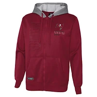 Sweat à capuche entièrement zippé rouge pour hommes des Buccaneers de Tampa Bay Combine Authentic Field Play