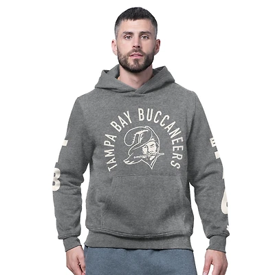 Men's Starter Charcoal Tampa Bay Buccaneers Handoff Vintage Logo Fleece Hoodie Sweatshirt