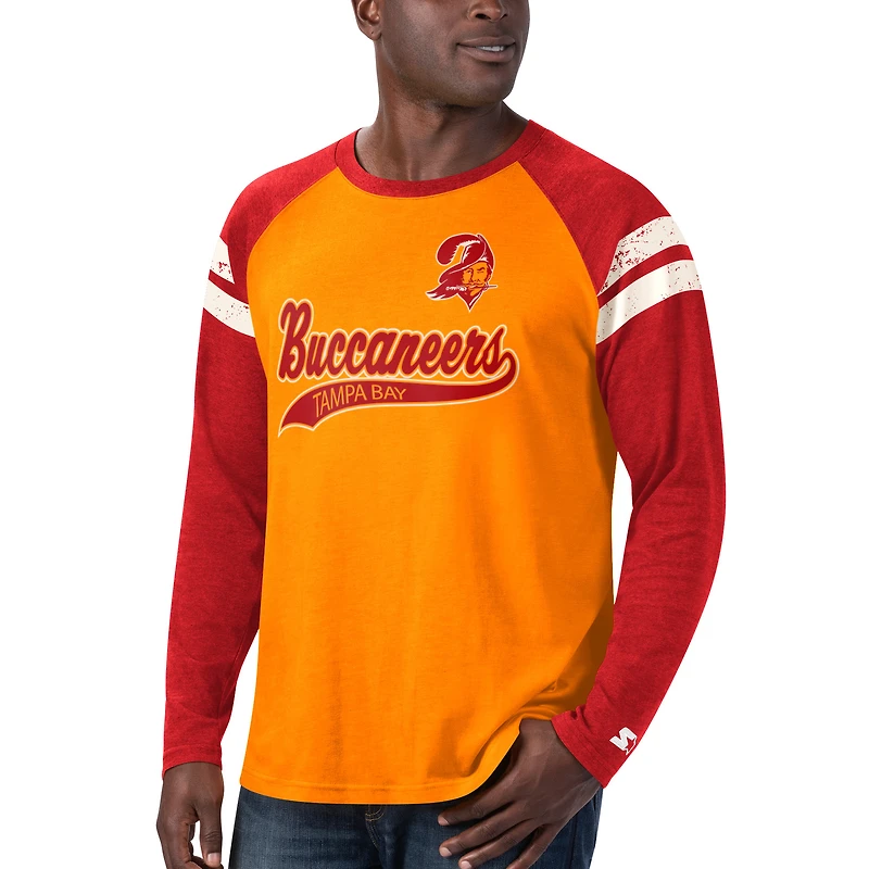 T-shirt à manches longues raglan Starter orange/rouge Tampa Bay Buccaneers Throwback League pour homme