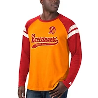 T-shirt à manches longues raglan Starter orange/rouge Tampa Bay Buccaneers Throwback League pour homme