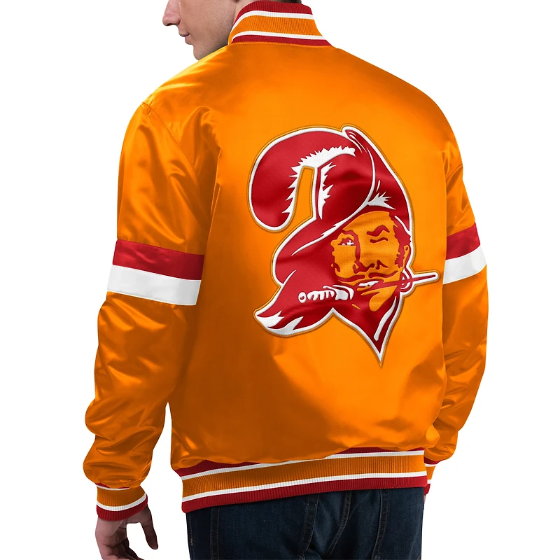 Veste universitaire à bouton-pression en satin pour hommes Starter Orange Tampa Bay Buccaneers Gridiron Classics Home Game
