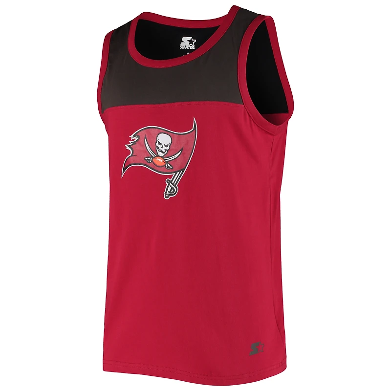 Men's Starter Red/Pewter Tampa Bay Buccaneers Logo Touchdown Fashion Tank Top