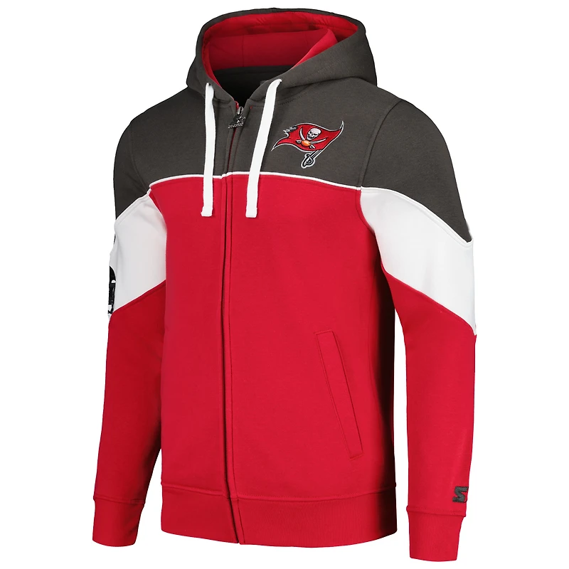 Sweat à capuche entièrement zippé pour hommes, rouge/étain, Tampa Bay Buccaneers Running Back