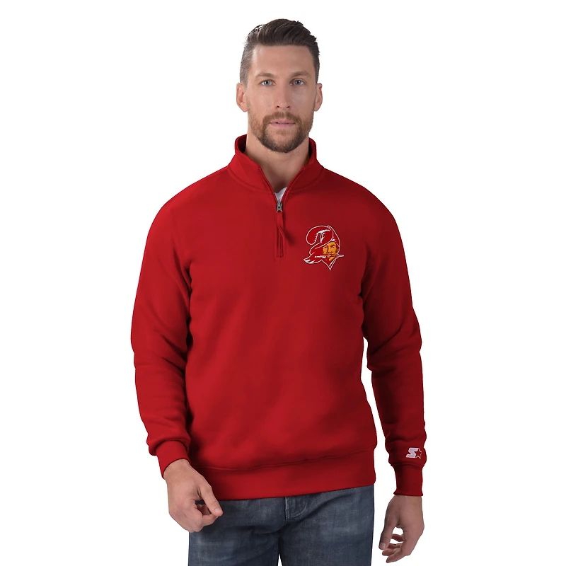 Sweat-shirt à capuche classique fermeture éclair quart de tour pour homme des Buccaneers Tampa Bay, rouge