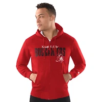 Sweat à capuche zippé classique en détresse pour homme des Buccaneers de Tampa Bay, rouge
