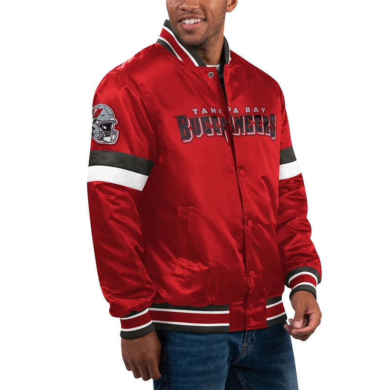 Veste universitaire à bouton-pression en satin pour hommes Starter Red Tampa Bay Buccaneers Home Game