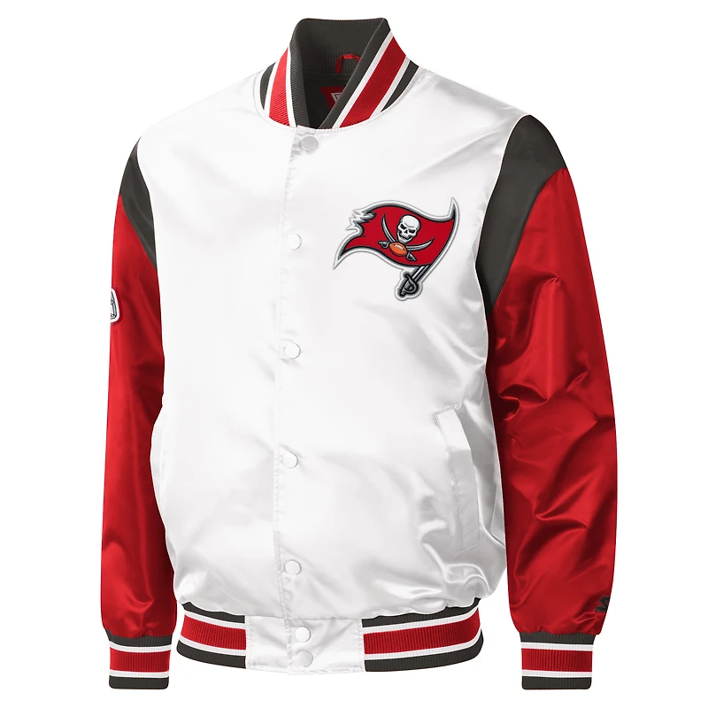 Starter White Tampa Bay Buccaneers Warm Up Pitch Full-Snap pour homme - Veste universitaire