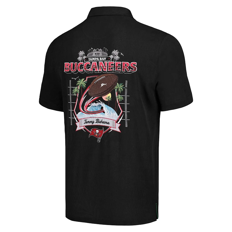 Chemise boutonnée Tommy Bahama pour hommes, noire, Tampa Bay Buccaneers Tidal Kickoff Camp