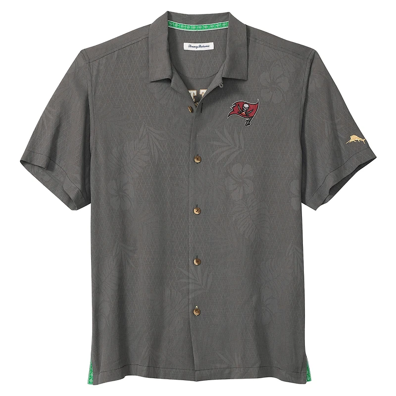 Chemise boutonnée Tommy Bahama grise pour homme, motif Prise du jour des Buccaneers de Tampa Bay, IslandZone