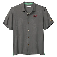 Chemise boutonnée Tommy Bahama grise pour homme, motif Prise du jour des Buccaneers de Tampa Bay, IslandZone
