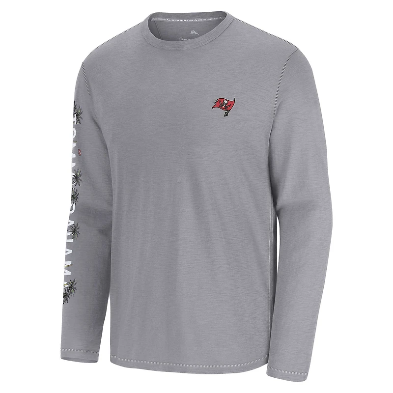 T-shirt à manches longues Tommy Bahama gris Tampa Bay Buccaneers Oasis Endzone Lux pour homme
