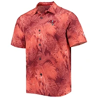 Men's Tommy Bahama Red Tampa Bay Buccaneers Coast Luminescent Fronds Camp IslandZone Button-Up Shirt