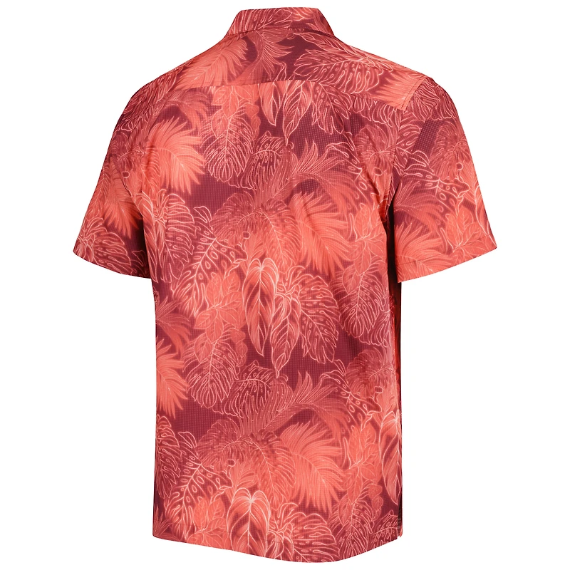 Chemise boutonnée Tommy Bahama pour homme rouge Tampa Bay Buccaneers Coast Luminescent Fronds Camp IslandZone