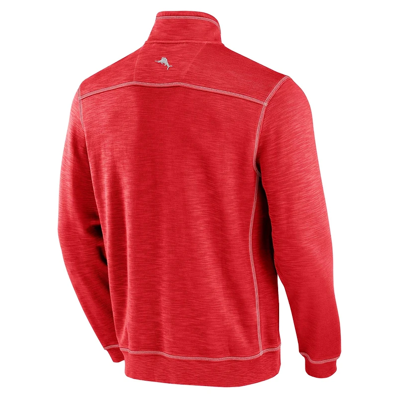 Sweat-shirt à demi-zip rouge Tommy Bahama Tampa Bay Buccaneers Tobago Tri-Blend pour homme