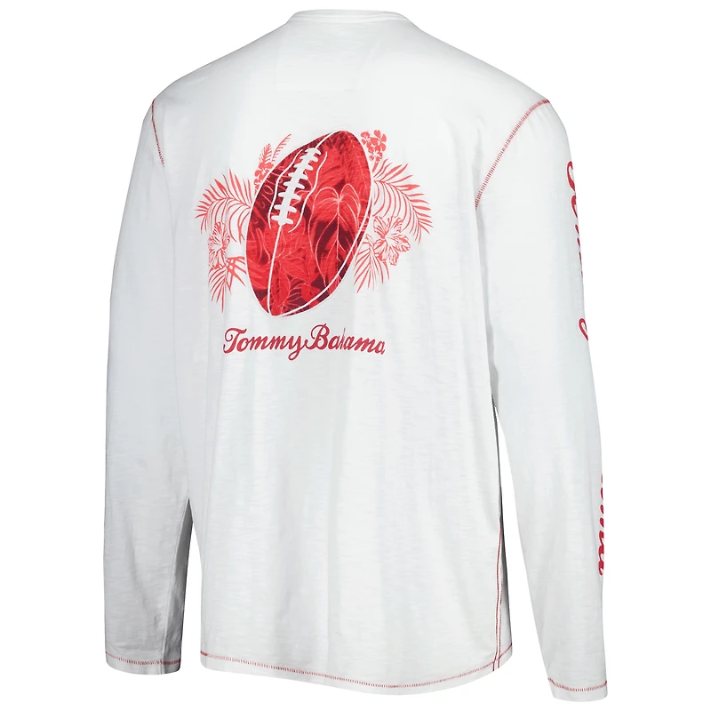 T-shirt à manches longues Tommy Bahama Tampa Bay Buccaneers Laces Out Billboard pour homme, blanc