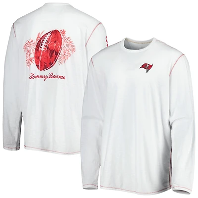 T-shirt à manches longues Tommy Bahama Tampa Bay Buccaneers Laces Out Billboard pour homme, blanc