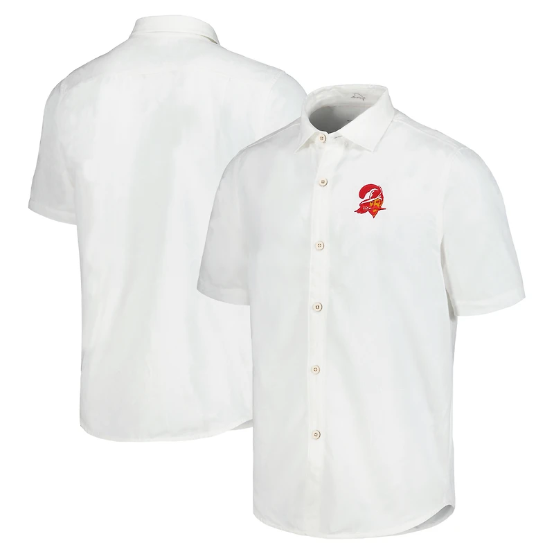 Chemise de camp boutonnée Tommy Bahama White Buffalo Bills Sport Coconut Point Palm Vista IslandZone pour hommes