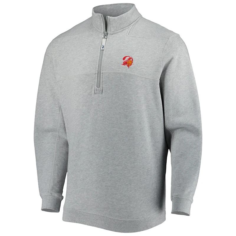 Men's Vineyard Vines Heathered Gray Tampa Bay Buccaneers Throwback Shep Shirt Half-Zip Jacket