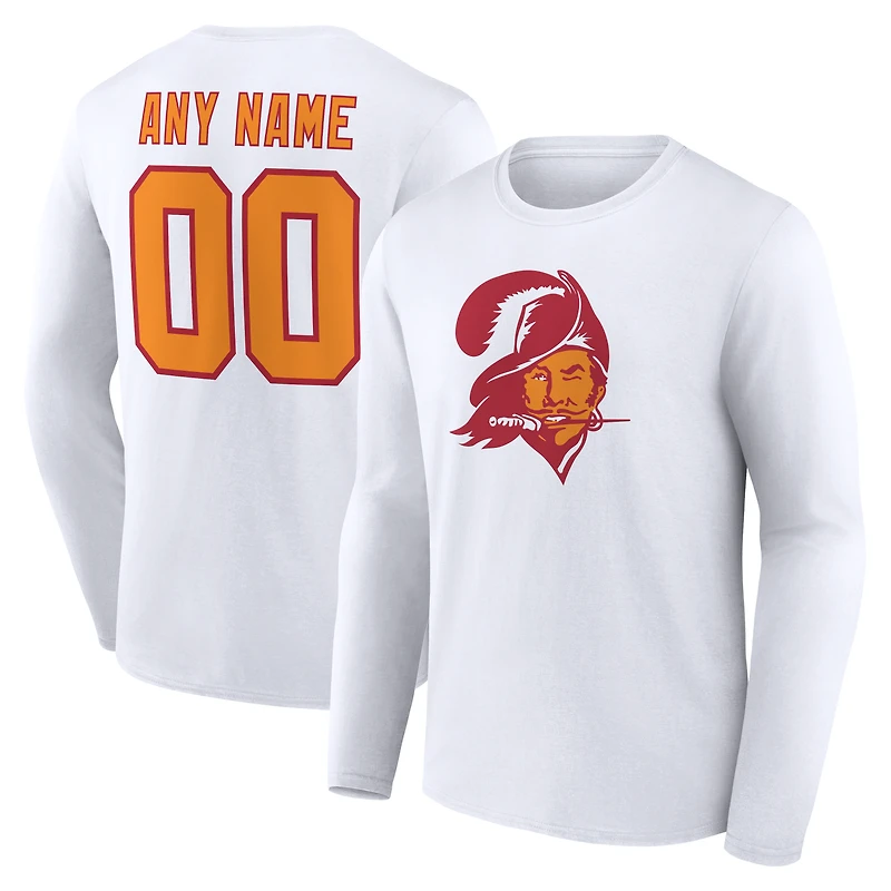 T-shirt à manches longues blanc authentique et classique personnalisé avec nom numéro des Buccaneers de Tampa Bay pour homme