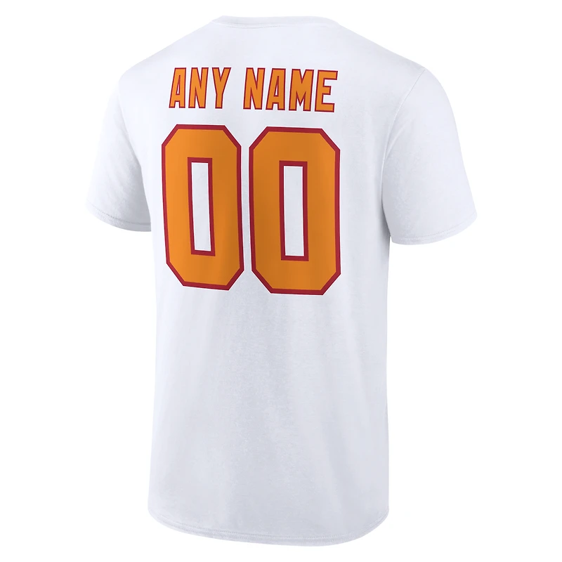 T-shirt blanc authentique classique pour homme des Buccaneers de Tampa Bay, personnalisé avec nom et numéro.