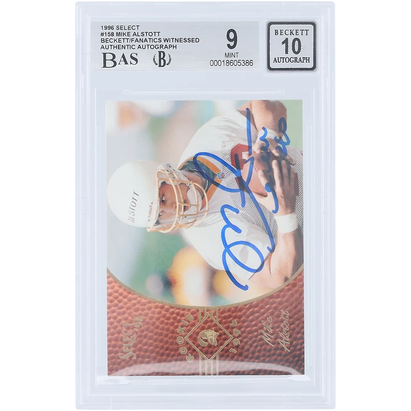 Mike Alstott Tampa Bay Buccaneers Autographed 1996 Pinnacle Select #158 Beckett Fanatics Witnessed Authenticated 9/10 Rookie Card