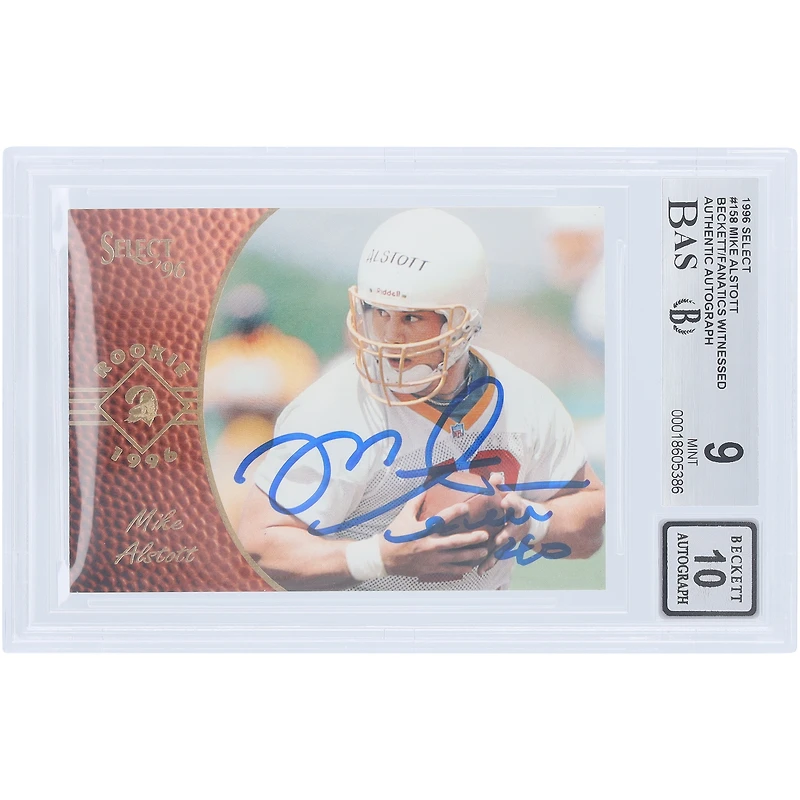 Mike Alstott Tampa Bay Buccaneers Autographed 1996 Pinnacle Select #158 Beckett Fanatics Witnessed Authenticated 9/10 Rookie Card