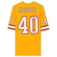 Maillot réplique autographié par Mike Alstott des Tampa Bay Buccaneers par Mitchell & Ness Orange Throwback avec inscription « SB XXXVII Champs »