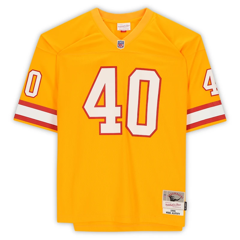 Maillot réplique autographié orange Mitchell & Ness Gridiron Classics des Buccaneers de Tampa Bay par Mike Alstott