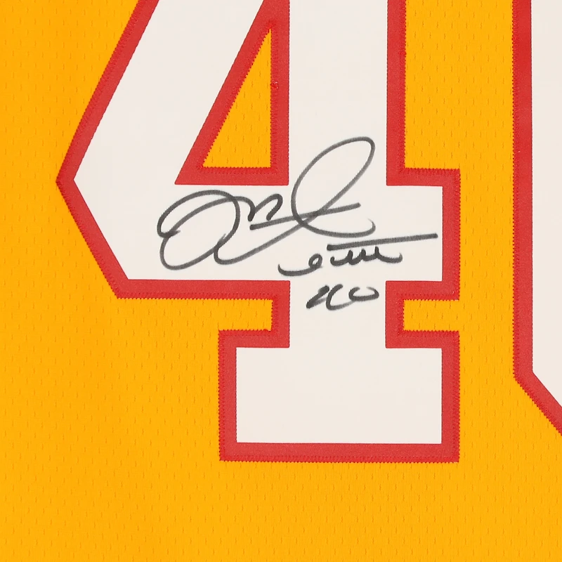 Maillot réplique autographié orange Mitchell & Ness Gridiron Classics des Buccaneers de Tampa Bay par Mike Alstott