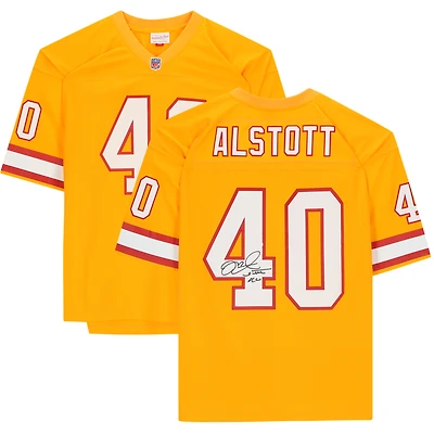 Maillot réplique autographié orange Mitchell & Ness Gridiron Classics des Buccaneers de Tampa Bay par Mike Alstott