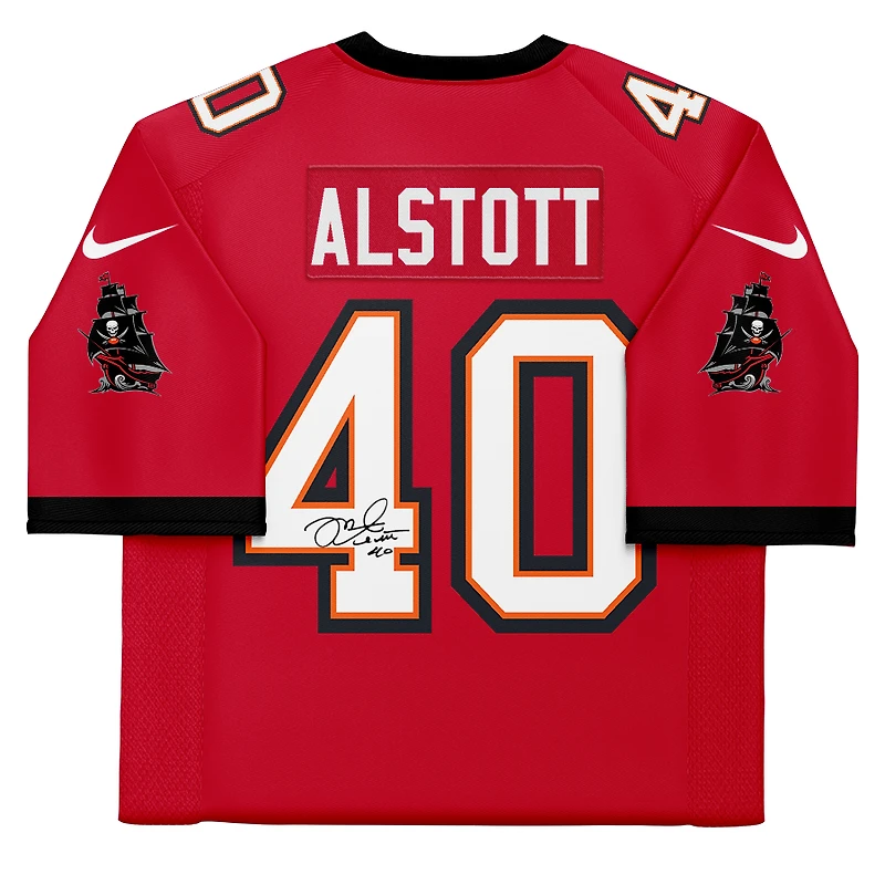 Maillot réplique rouge autographié Mitchell & Ness des Tampa Bay Buccaneers par Mike Alstott
