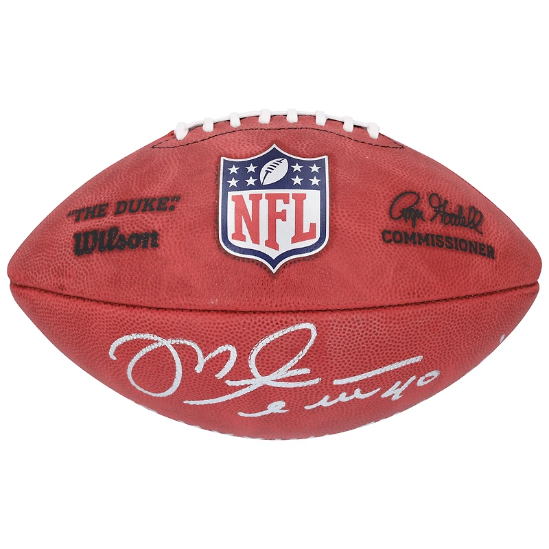 Ballon de football Wilson Duke dédicacé par Mike Alstott des Tampa Bay Buccaneers avec l'inscription « SB XXXVII Champs ! »