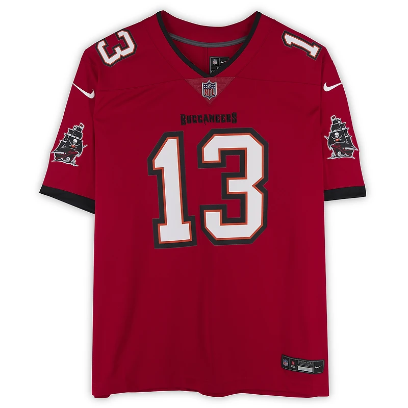 Maillot Nike Vapor Fuse rouge en édition limitée, autographié par Mike Evans des Buccaneers de Tampa Bay