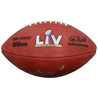 Ballon de football américain Duke, signé par Mike Evans, des Buccaneers de Tampa Bay, champions du Super Bowl LV, avec inscription « LV CHAMPS ».