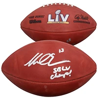 Ballon de football américain Duke, signé par Mike Evans, des Buccaneers de Tampa Bay, champions du Super Bowl LV, avec inscription « LV CHAMPS ».