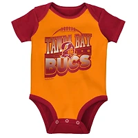 Newborn & Infant Mitchell Ness Orange/Red Tampa Bay Buccaneers Throwback Big Score Bodysuit, Bib Bootie Set