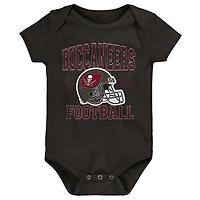 Newborn & Infant Red/Black/Heather Gray Tampa Bay Buccaneers Game On Three-Piece Bodysuit Set