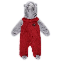 Newborn & Infant Red/Gray Tampa Bay Buccaneers Game Nap Teddy Fleece Bunting Full-Zip Sleeper