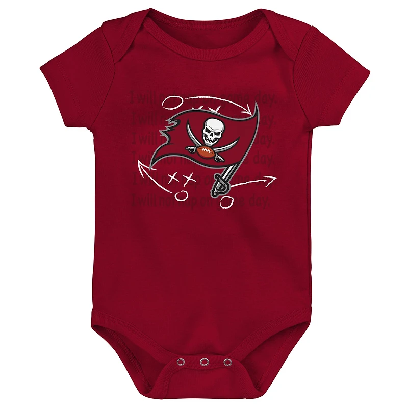 Newborn & Infant Red/Orange/Heather Gray Tampa Bay Buccaneers Three-Pack Eat, Sleep Drool Retro Bodysuit Set
