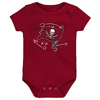 Newborn & Infant Red/Orange/Heather Gray Tampa Bay Buccaneers Three-Pack Eat, Sleep Drool Retro Bodysuit Set
