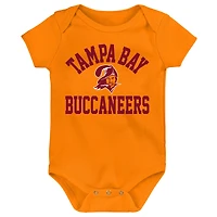 Newborn & Infant Red/Orange/Heather Gray Tampa Bay Buccaneers Three-Pack Eat, Sleep Drool Retro Bodysuit Set