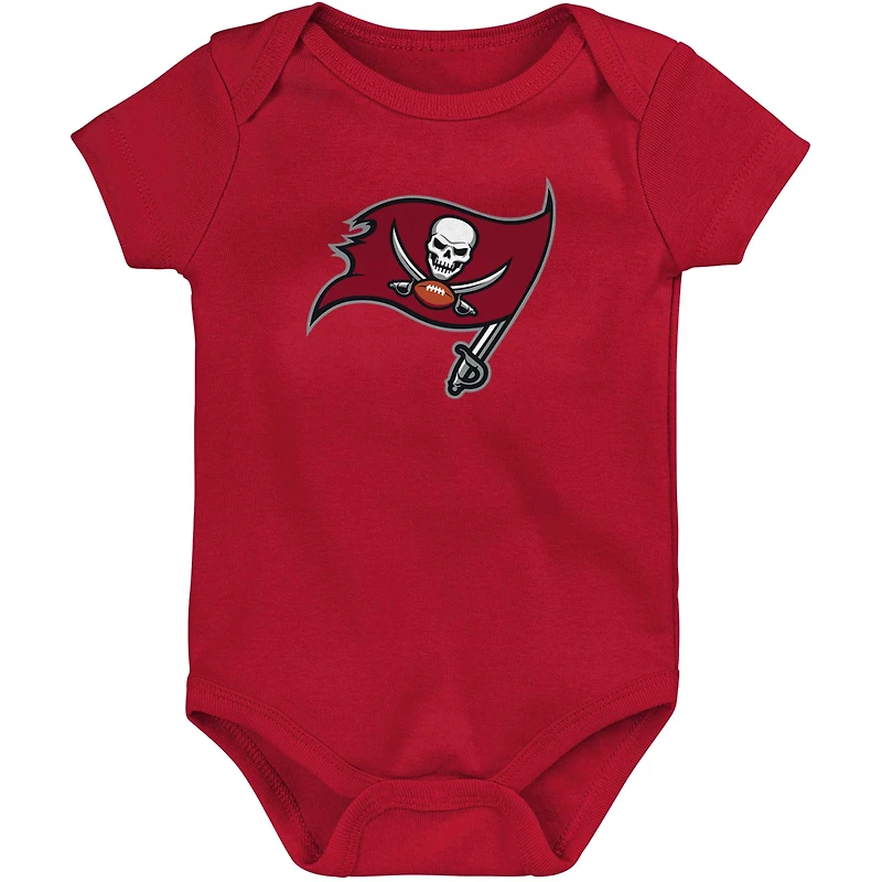 body rouge pour nouveau-né et bébé avec logo de l'équipe des Buccaneers Tampa Bay