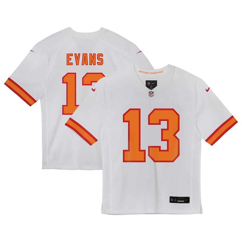 Maillot de match blanc Mike Evans '76 des Tampa Bay Buccaneers pour enfants d'âge préscolaire