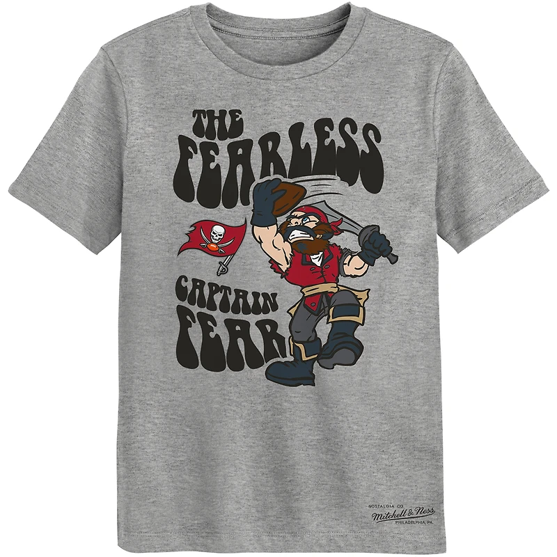 Preschool Mitchell & Ness Heather Gray Tampa Bay Buccaneers Captain Fear Mascot T-Shirt
