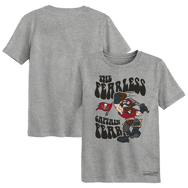 Preschool Mitchell & Ness Heather Gray Tampa Bay Buccaneers Captain Fear Mascot T-Shirt