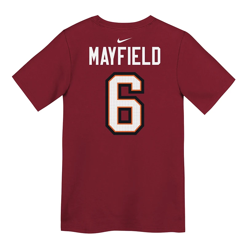 T-shirt Nike Baker Mayfield rouge pour enfant d'âge préscolaire avec nom et numéro de joueur des Tampa Bay Buccaneers