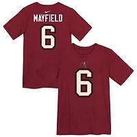 T-shirt Nike Baker Mayfield rouge pour enfant d'âge préscolaire avec nom et numéro de joueur des Tampa Bay Buccaneers