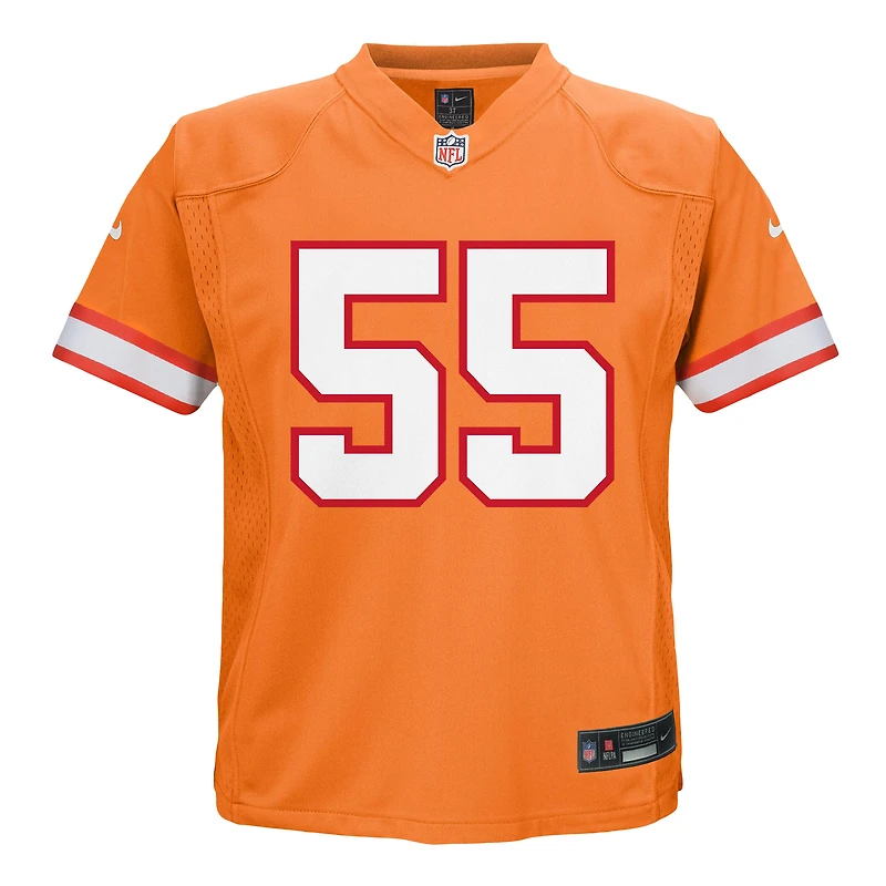 Maillot de jeu joueur retraité Nike Derrick Brooks Orange Tampa Bay Buccaneers pour enfants d'âge préscolaire