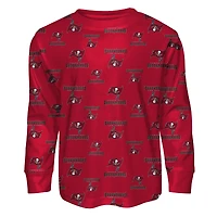 Ensemble de pyjama pour enfant Outerstuff rouge Tampa Bay Buccaneers, imprimé intégral, t-shirt à manches longues et pantalon