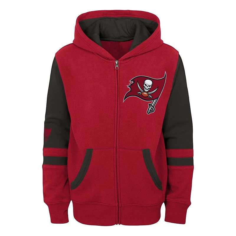 Sweat à capuche entièrement zippé rouge Tampa Bay Buccaneers Stadium préscolaire